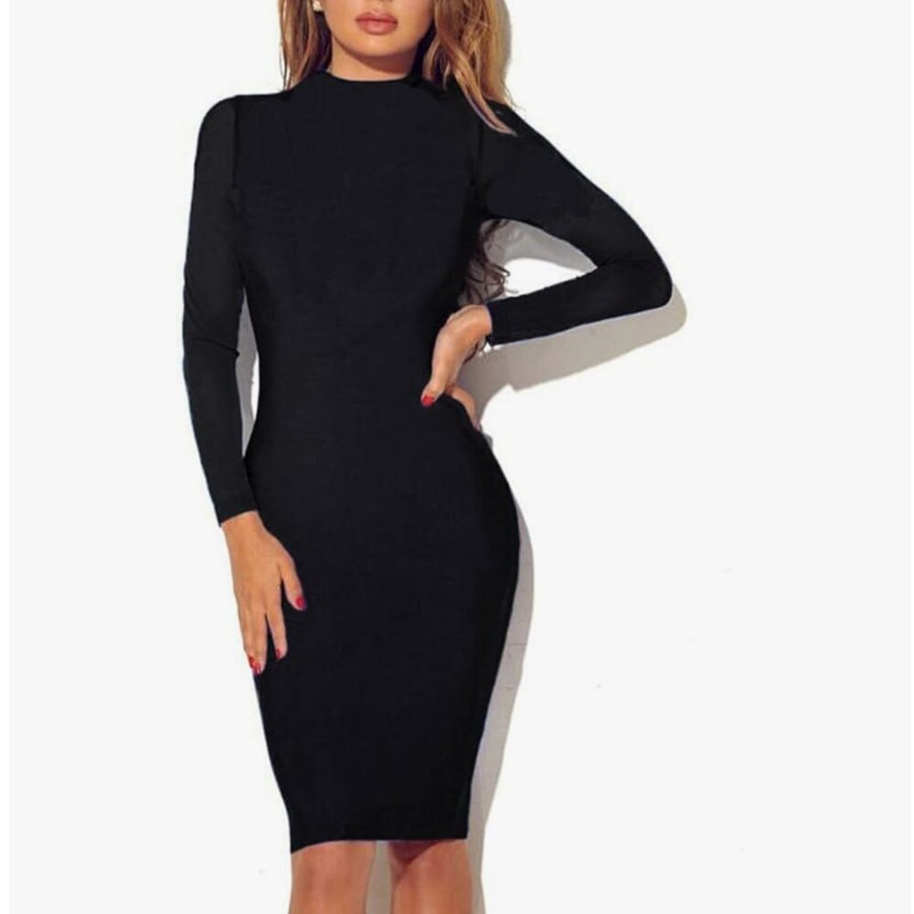 Mokoru Women's Casual Basic Midi Pencil Dress Black